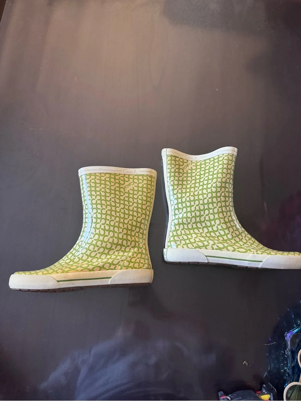 Coach Kids Lime Signature Print Rain Boots size 7B